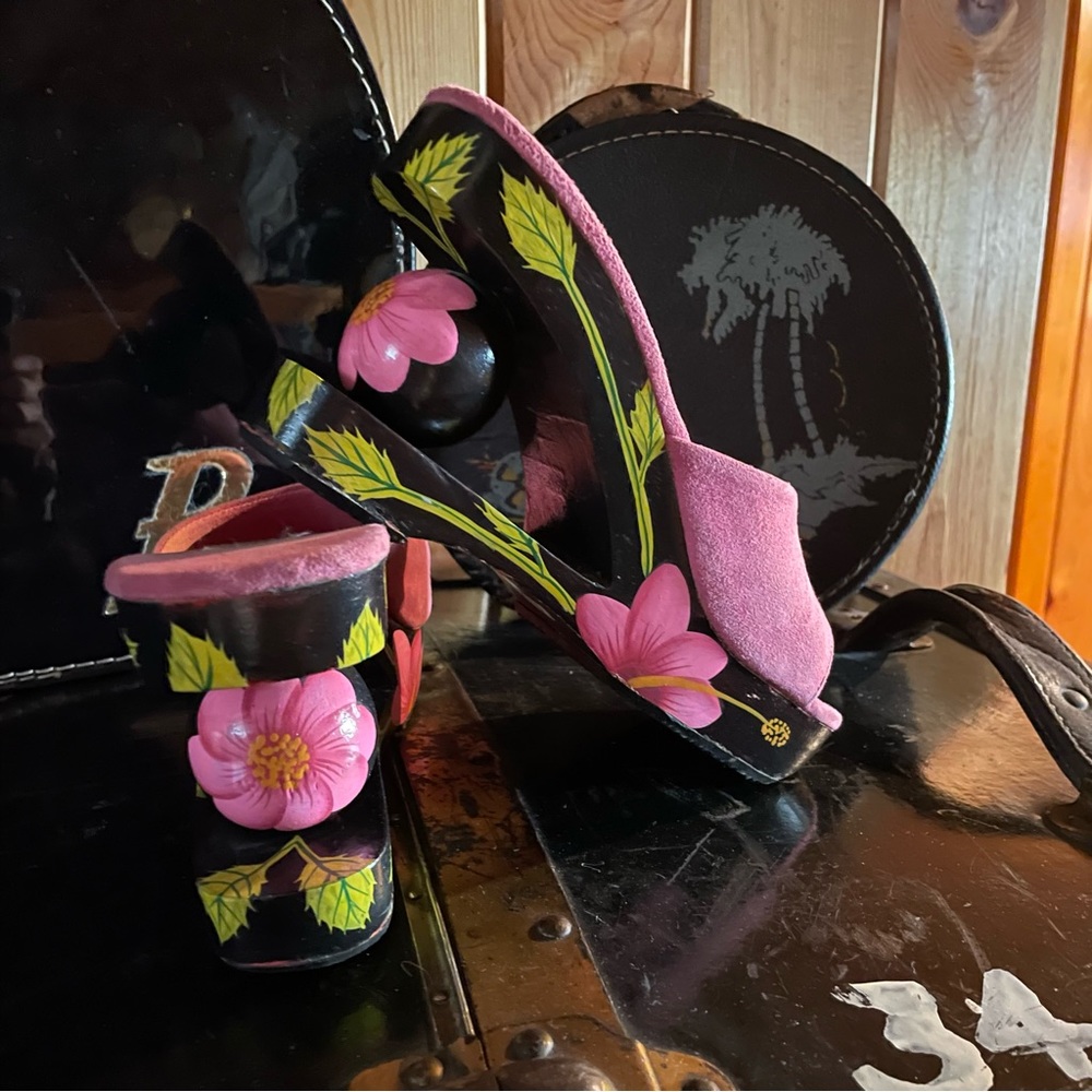 Ananias Handmade Wood Ball Heel Hand Painted Size 8~~39